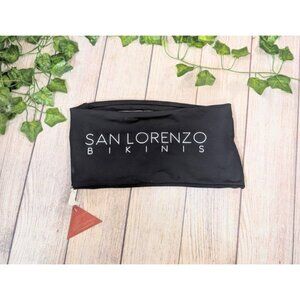 San Lorenzo Women's Bandeau Black Logo Bikini Strapless Size Large NEW